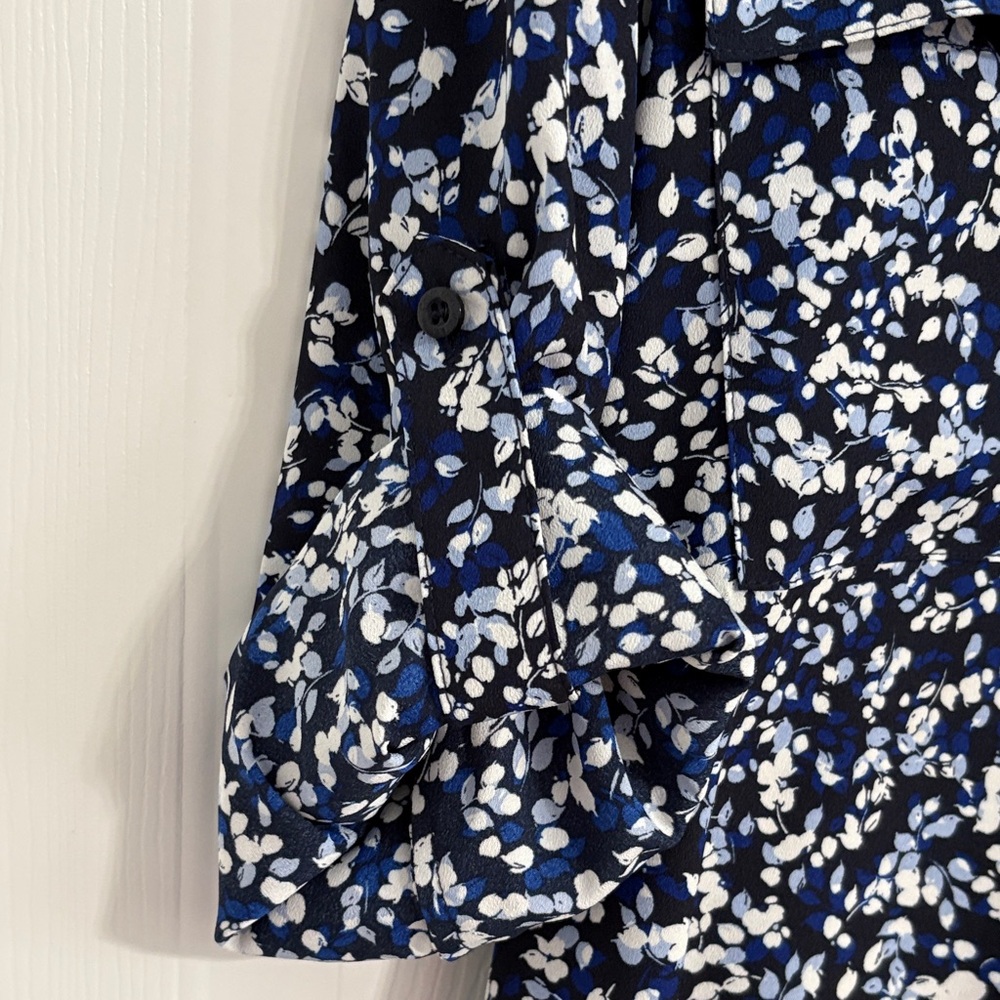 Calvin Klein Navy and White Patterned Blouse - Picture 6 of 7